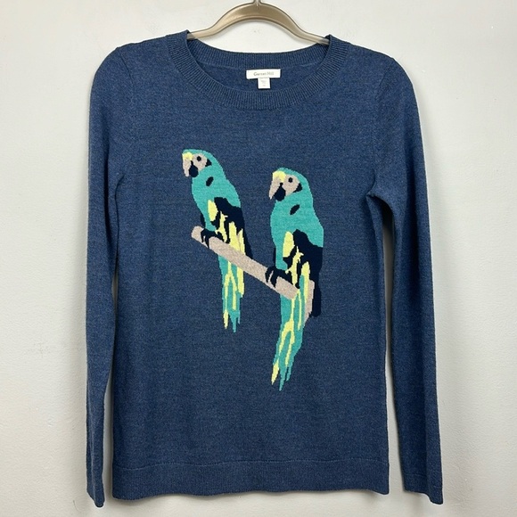 Garnet Hill 100% Merino Wool Parrots Sweater Sz XS - Picture 8 of 8
